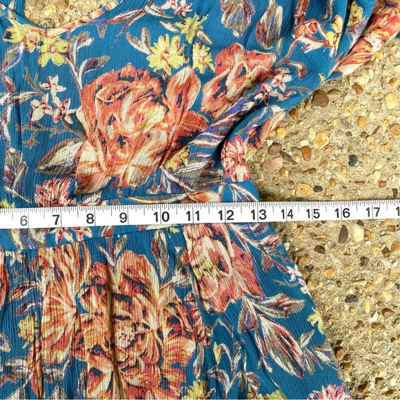 UO Kimchi Blue Boho Teal Floral Spring Lined Romper Size 6 - Picture 7 of 9